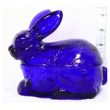 Cobalt bunny figural candy dish