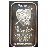 1oz 1973 Valentine silver bar