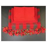 Eight  Poinsettia Candle Toppers/36 Cotton Napkins