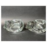 Two Glass Cat Candle Holders