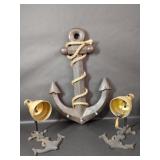Two Anchor Sconces , Anchor Wall Hook Rack