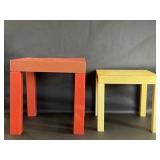 Two Post Modern Side Tables Red & Yellow