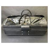 Vintage Burton MFG Co Black Leather Suitcase