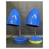 Set of Two Royal Blue LED Light Table Lamps