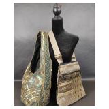 Indian Sequin Beaded Bag, Canvas Brown Sage Bag