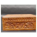 Antique Hand Carved Wooden Stamp Box