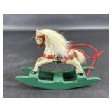 Vintage Rocking Horse Ornament Rabbit Fur Mane