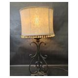 Iron Scroll Table Lamp Dangle Bead Lampshade