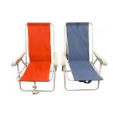 Two Metal Beach Chairs with Backpack Straps