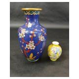 Blue Cherry Blossom Cloisonnï¿½ Vase, Yellow Vase