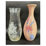 Pasabache Floral Etched Glass Vase, Pink Bud Vase