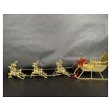 Vintage Brass Hue Santaï¿½s Sleigh with 6 Reindeer