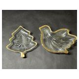 2Pc Mikasa Clear Glass Gold Tone Trim Candy Dish