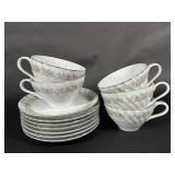 Dansico Japan Teahouse Rose Teacups & Saucers