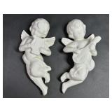 Cherub Angel Ceramic Wall Hanging Decor Pair