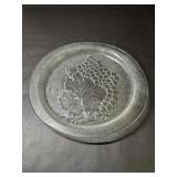 Embossed Grapevine Design Clear Glass Platter