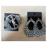 Pewter Cupid Brooch and Tear Drop Earrings