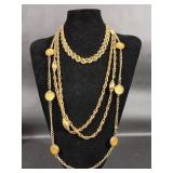 Three Gold Tone Fashion Necklaces