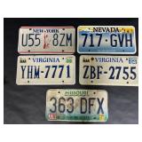 NY, VA, NV and MO License Plates