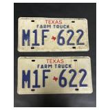 Two Texas Farm Truck License Plates