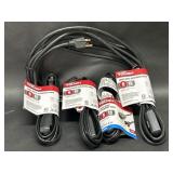 4 Hyper Tough 6ft Black Extension Cords