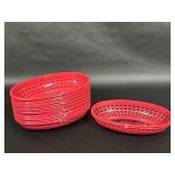 Set of 10 Red Plastic Burger Baskets