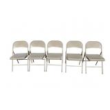 5 Gray Metal Folding Chairs