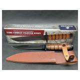 USMC Combat Fighter Knife With Leather Sheath