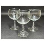 Bubble Stem Wine Glasses Fisherman Etching