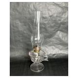 Vintage Glass Oil Lamp with Clear Chimney