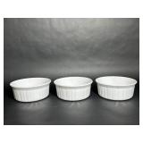 Three Corning Ware French White Casserole Dish