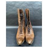 Vintage Brown Leather Lace Up Boots