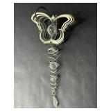 Steel Butterfly Wind Spinner w Clear Ball Gems