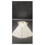 White Dress and Bib with Lace Edges for Dolls