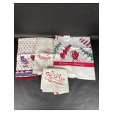 Four Vintage Red and White Dish Towels