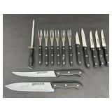 Various Kitchen Knives, Six Forks