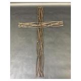 Brown Woven Metal Cross Hanging Wall Decor