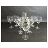 Ten Stemmed Wine and Water Glasses