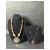 Tear Drop Tiger Eye and Tribal Stone Necklaces