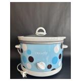 Blue, Brown and White Polka Dot Crock-Pot