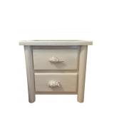 Distressed Cream Two Drawer Wood Night Stand