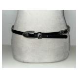 Silver Toned Black Leather Concho Style Belt Sz M