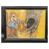 Hand Painted Squirrel framed Art