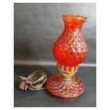 Vintage Ruby Red Quilted Glass Hurricane Lamp