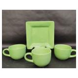 Artimino Lime Green Plate & 3 Lime Green Mugs