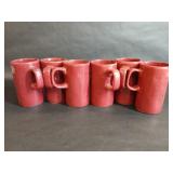 Set Of Six Stoneware Red Candy Colored Mug