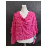 Pink Ruffle Multi Style Poncho Scarf Shawl