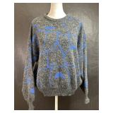 Vintage Knit Geometric Gray & Blue Sweater