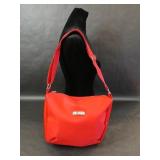 Gieffeffe Red Purse Zipper Top Silver Toned Detail