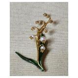 MMA Gold over Sterling Pearl Brooch